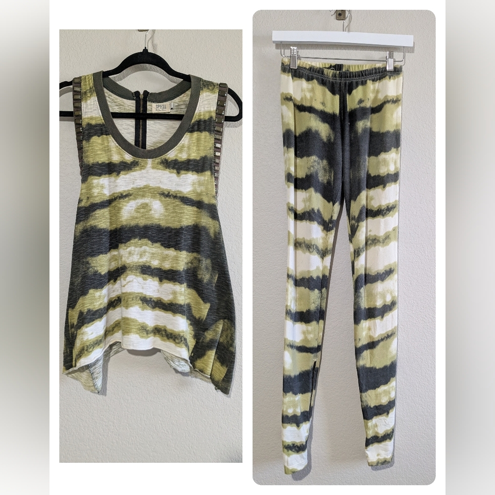 Spell Vintage Leila Feather Set Singlet S/M Leggings 8 Old Market Stall